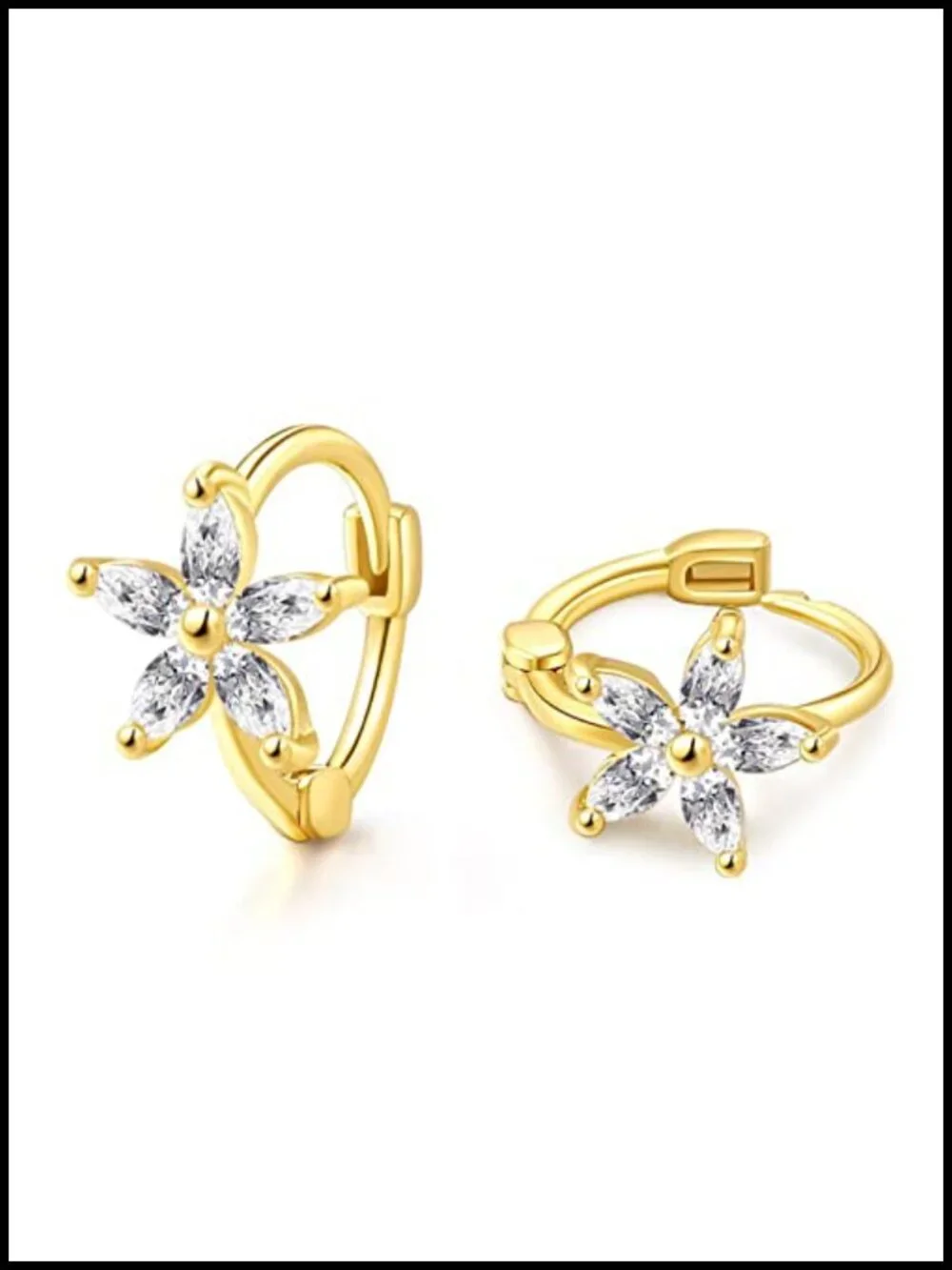 Dainty Butterfly Cross CZ Small Huggie Hoop Earrings 14K Gold Plated